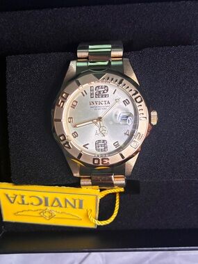 Invicta Men’s Rose Gold and Silver Dial Stainless Steel Watch